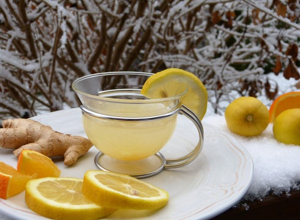te med citron baseret på ingefær til styrke
